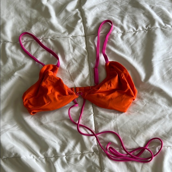 Shade & Shore Other - Shade & Shore Vibrant Orange and Pink Bikini Top